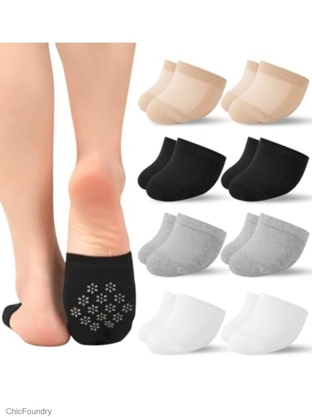 Half Toe Socks for Mules Clogs No Show Toe Topper Covers Cotton